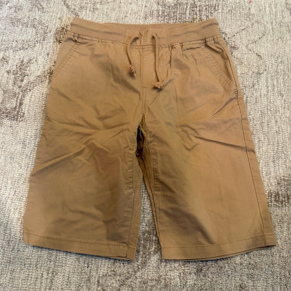 FOX Boys Shorts Size 18 Beige Khaki Chino Drawstring Elastic Waist Casual